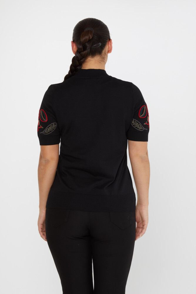 Pull En Maille Broderie Colorée Modèle Américain Noir - 15844 | KAZEE (Lot de 4 L-XL-2XL-3XL) - 6