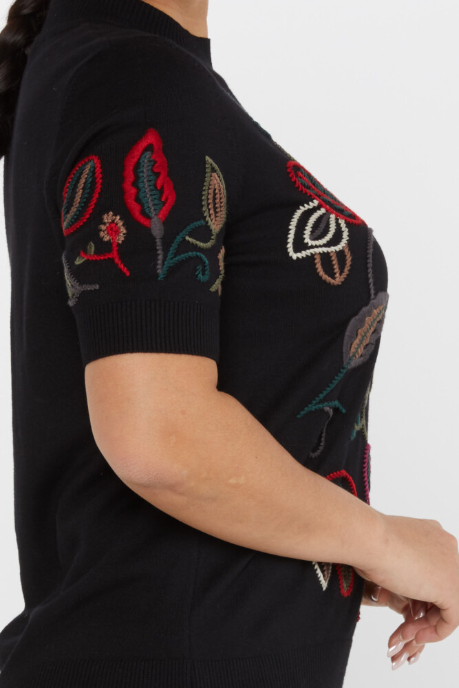 Pull En Maille Broderie Colorée Modèle Américain Noir - 15844 | KAZEE (Lot de 4 L-XL-2XL-3XL) - 5