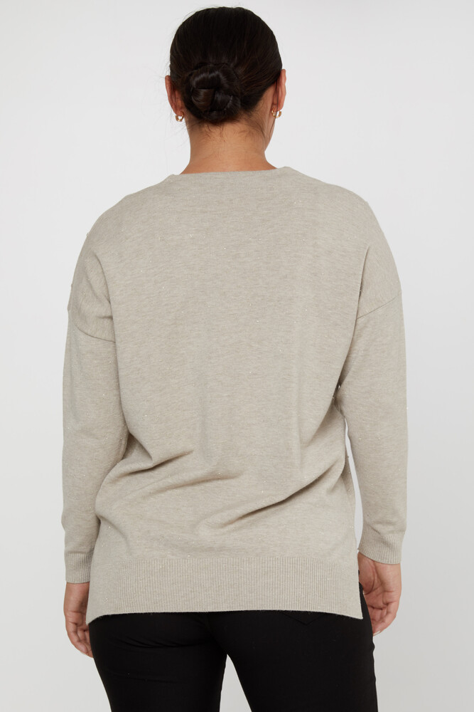 Pull en maille avec détail fendu Beige - 31072 | KAZEE (Lot de 4 L-XL-2XL-3XL) - 4