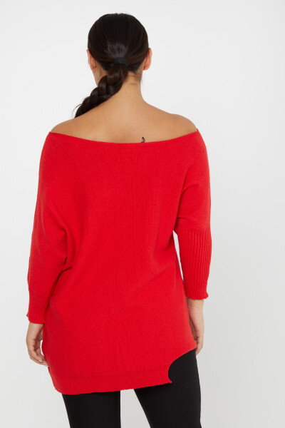 Pull en tricot à épaules dénudées rouge avec poches - 30237 | KAZEE (Lot de 3 M-L-XL) - 6