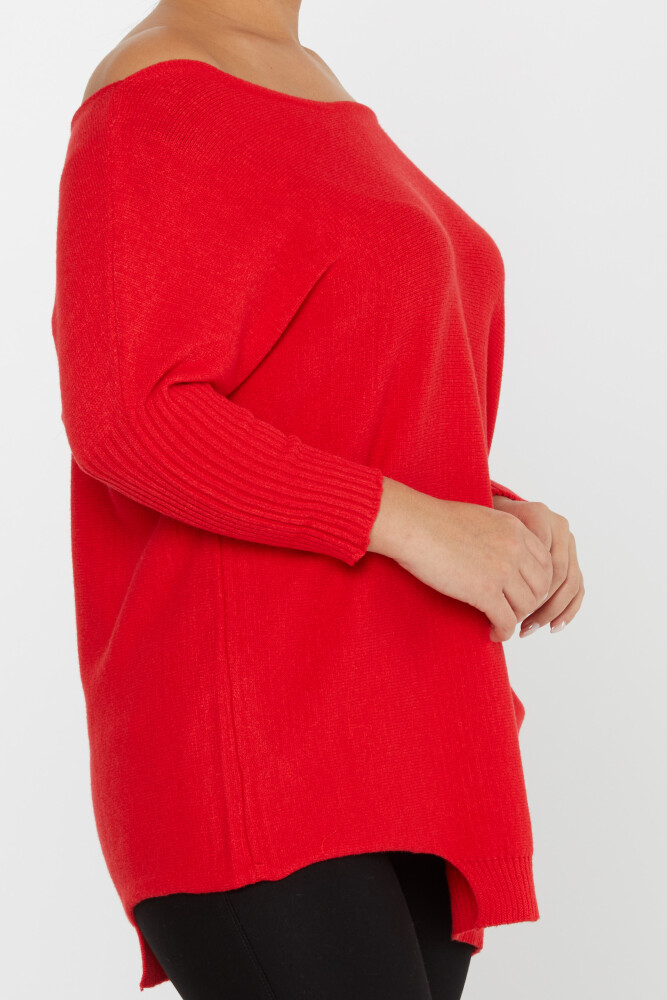 Pull en tricot à épaules dénudées rouge avec poches - 30237 | KAZEE (Lot de 3 M-L-XL) - 5