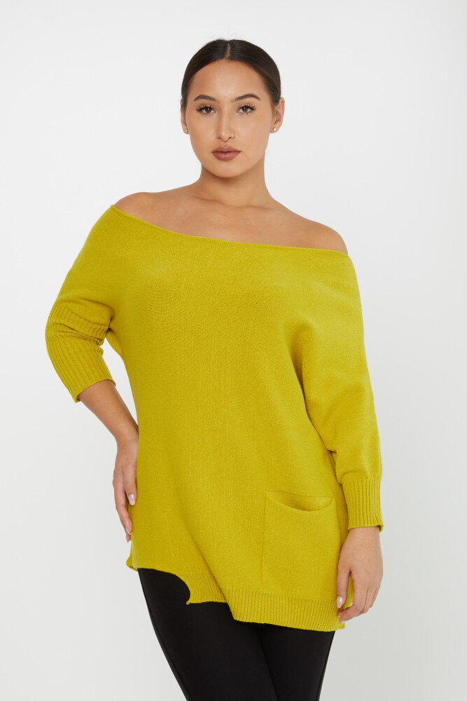 Pull en tricot à épaules dénudées avec poches jaune - 30237 | KAZEE (Lot de 3 M-L-XL) - 1