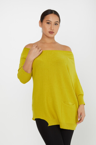 Pull en tricot à épaules dénudées avec poches jaune - 30237 | KAZEE (Lot de 3 M-L-XL) - 2