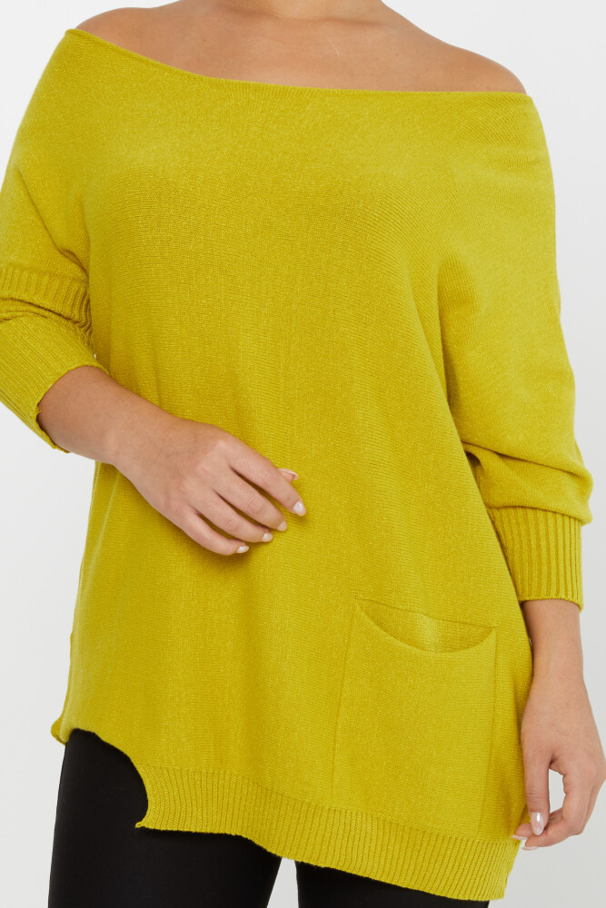 Pull en tricot à épaules dénudées avec poches jaune - 30237 | KAZEE (Lot de 3 M-L-XL) - 3