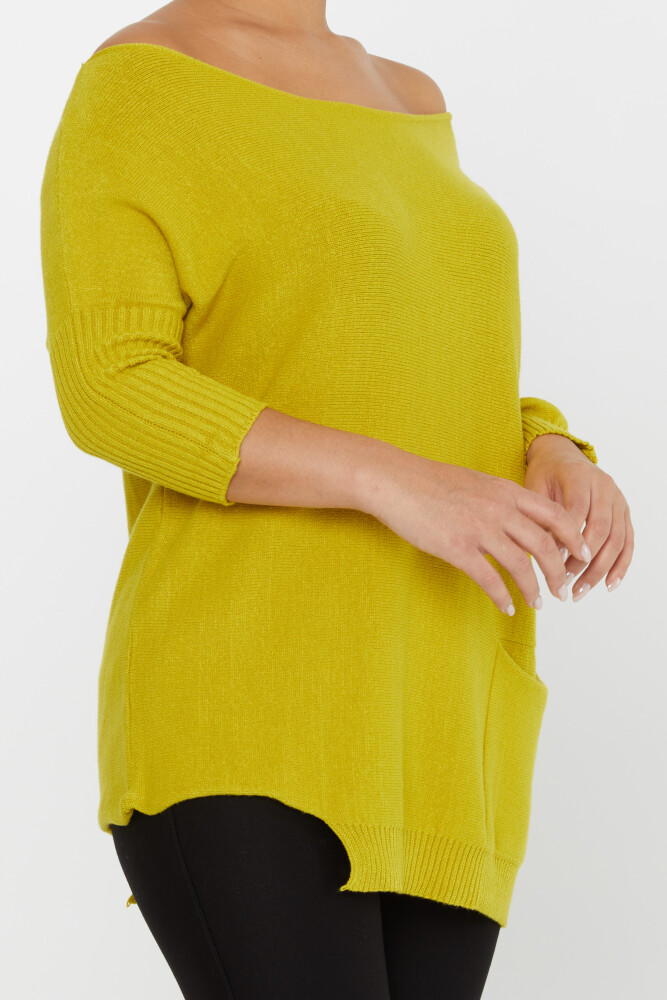 Pull en tricot à épaules dénudées avec poches jaune - 30237 | KAZEE (Lot de 3 M-L-XL) - 4