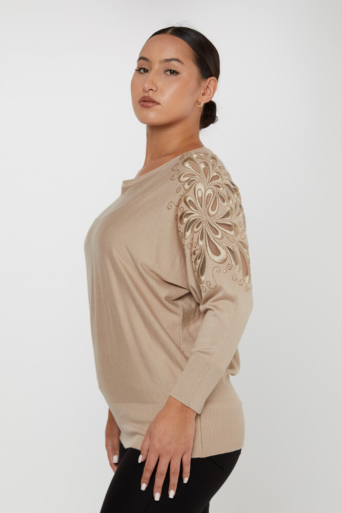 Tricots Pull Épaule Détaillée Pierre Beige - 30931 | KAZEE (Lot de 4 M-L-XL-2XL) - 1