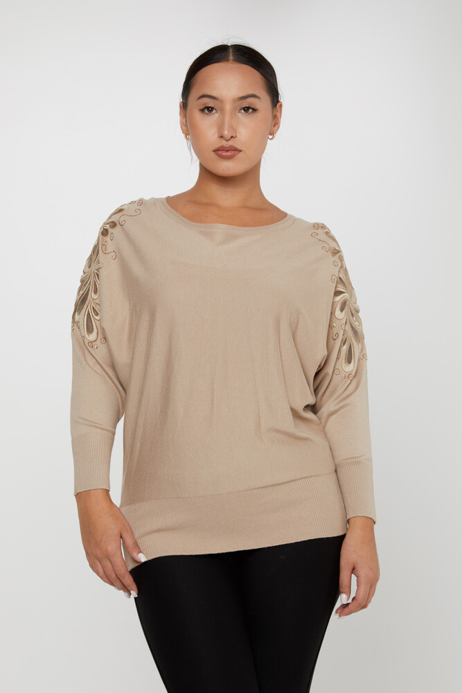 Tricots Pull Épaule Détaillée Pierre Beige - 30931 | KAZEE (Lot de 4 M-L-XL-2XL) - 2