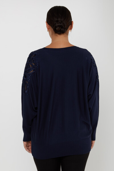 Pull en Maille avec Détail Épaule et Pierres Bleu Marine - 30931 | KAZEE (Lot de 4 M-L-XL-2XL) - 5