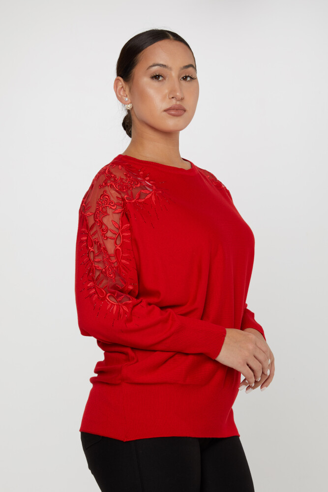 Tricots Pull Épaule Tulle À Motifs Détail des Manches Rouge - 30767 | KAZEE (Lot de 4 L-XL-2XL-3XL) - 2