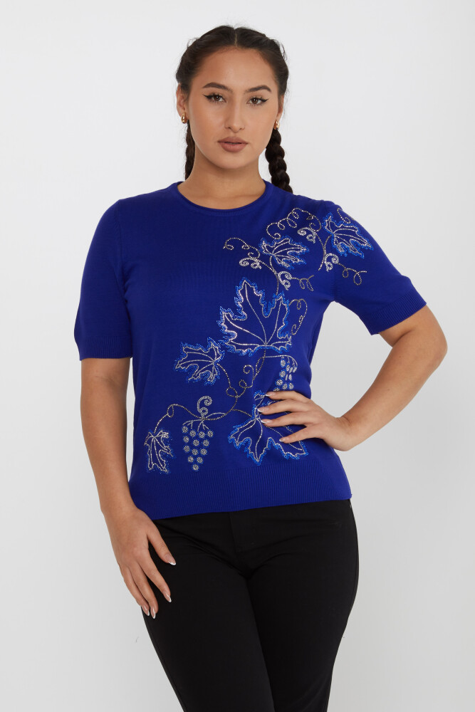 Pull en Maille Feuille Pierre Brodée Modèle Américain Saks - 30654 | KAZEE (Lot de 4 L-XL-2XL-3XL) - 1