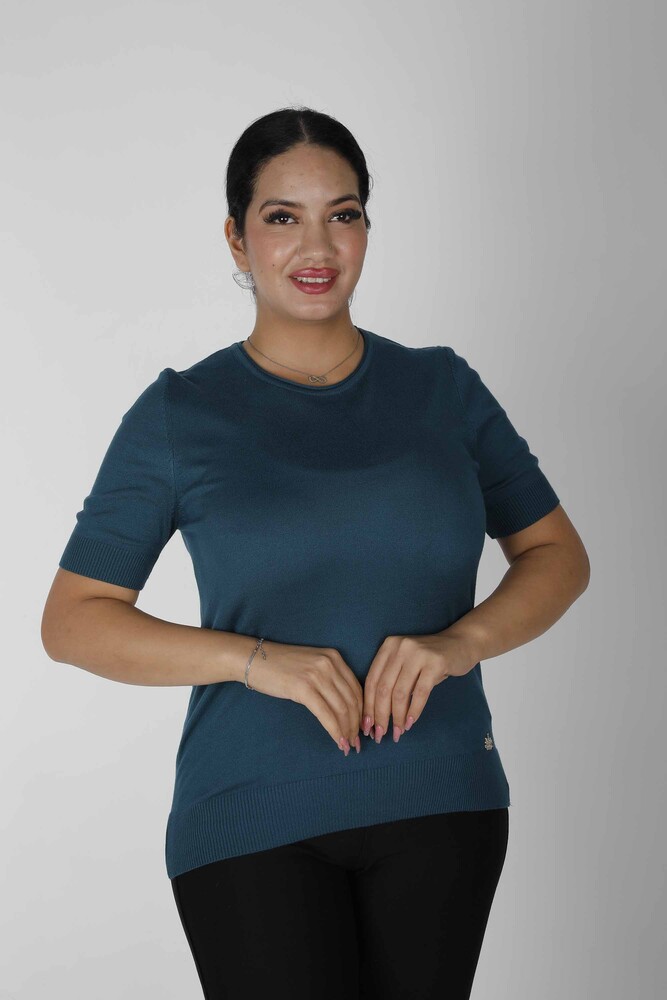 Pull en tricot à manches courtes Basic Pétrole - 15943 | KAZEE (Lot de 3 S-M-L) - 1