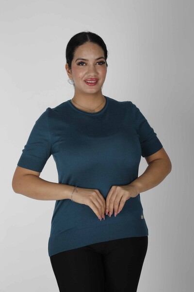 Pull en tricot à manches courtes Basic Pétrole - 15943 | KAZEE (Lot de 3 S-M-L) 