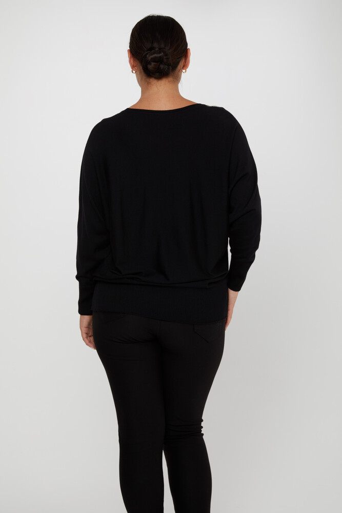 Pull en tricot manches chauve-souris pierre brodée noir - 30675 | KAZEE (Lot de 4 L-XL-2XL-3XL) - 5