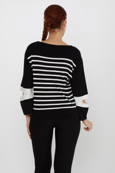 Pull en tricot avec manches décolletées, noir avec pierres - 31274 | KAZEE (Lot de 3 M-L-XL) - 5