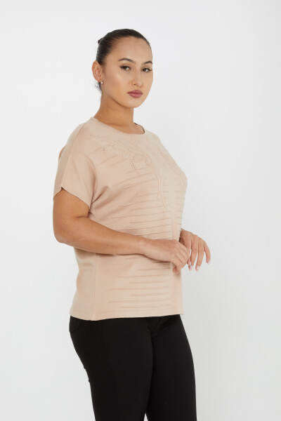 Pull en tricot à manches courtes et col rond Beige - 30870 | KAZEE (Lot de 3 L-XL-2XL) - 2