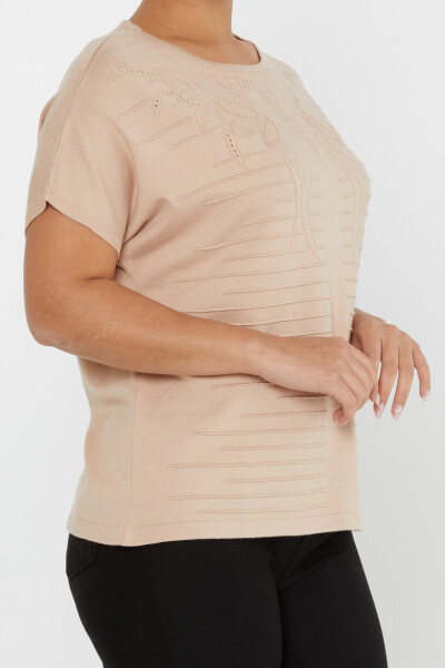 Pull en tricot à manches courtes et col rond Beige - 30870 | KAZEE (Lot de 3 L-XL-2XL) - 4