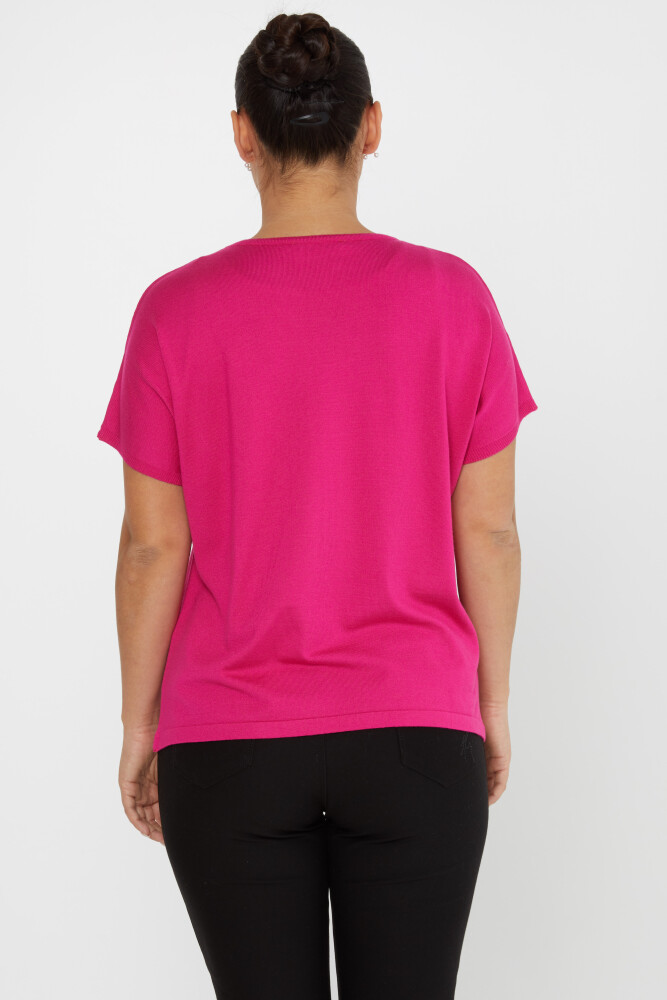 Pull en tricot à manches courtes et col rond Fuchsia - 30870 | KAZEE (Lot de 3 L-XL-2XL) - 5