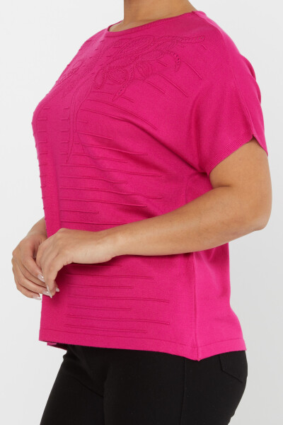 Pull en tricot à manches courtes et col rond Fuchsia - 30870 | KAZEE (Lot de 3 L-XL-2XL) - 4