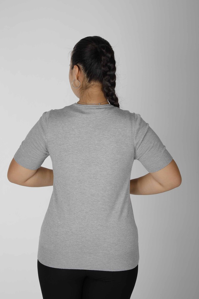 Pull en tricot à manches courtes Basic Gris - 15943 | KAZEE (Lot de 3 S-M-L) - 3