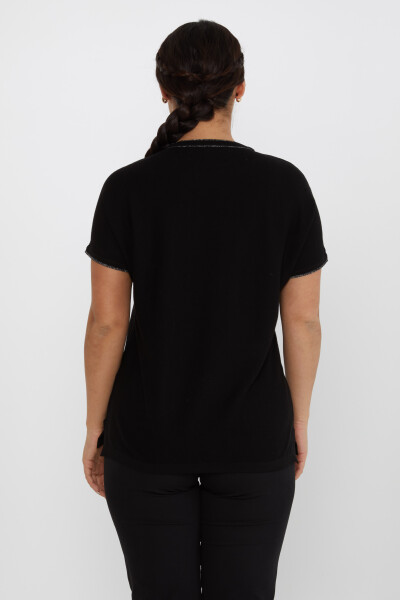 Pull en tricot à manches courtes brodé de pierre noir - 30349 | KAZEE (Lot de 4 L-XL-2XL-3XL) - 5