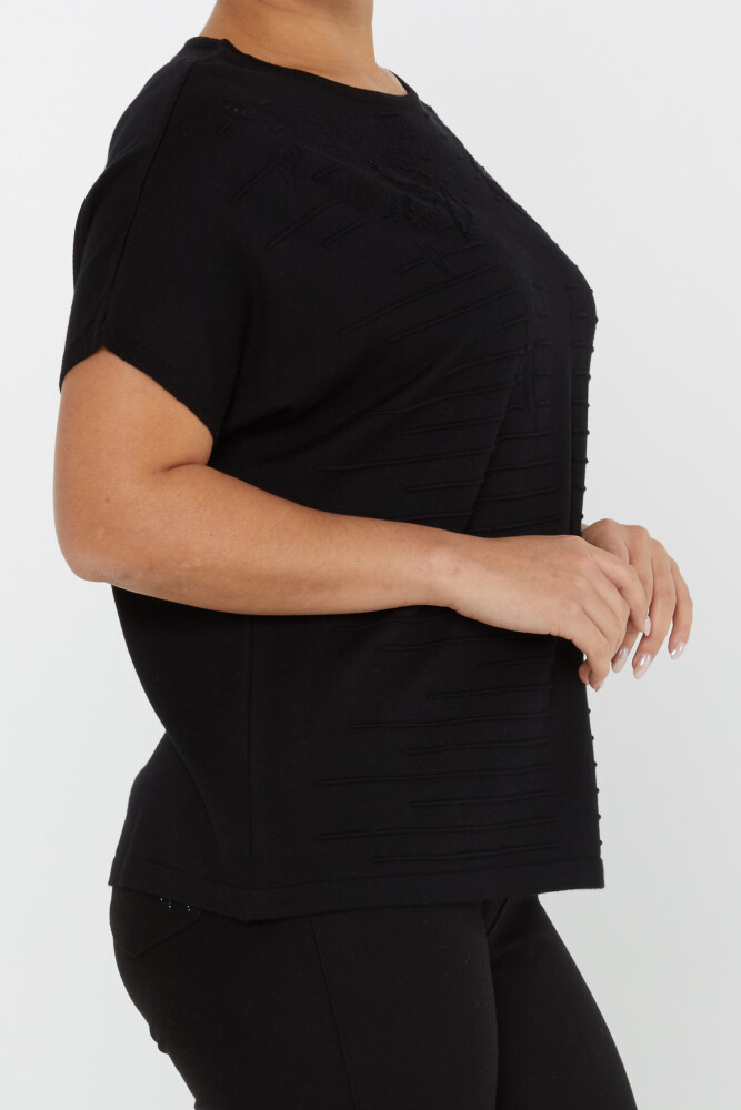 Pull en tricot à manches courtes et col rond Noir - 30870 | KAZEE (Lot de 3 L-XL-2XL) - 4