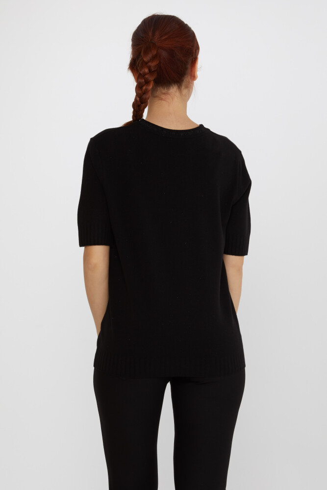 Pull en tricot à manches courtes noir avec détail pailleté - 31611 | KAZEE (Lot de 3 S-M-L) - 4