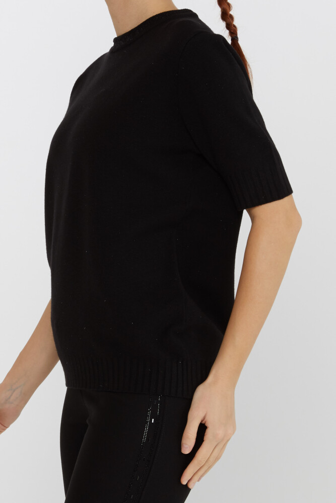 Pull en tricot à manches courtes noir avec détail pailleté - 31611 | KAZEE (Lot de 3 S-M-L) - 3