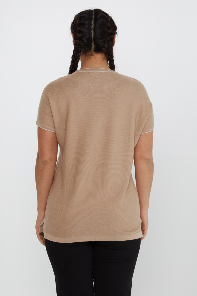 Pull en tricot à manches courtes en vison brodé de pierre - 30349 | KAZEE (Lot de 4 L-XL-2XL-3XL) - 5