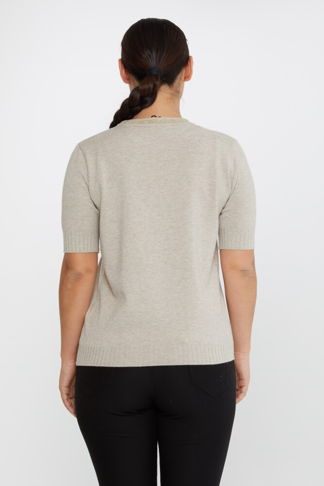 Pull en tricot à manches courtes en vison avec détails pailletés - 31611 | KAZEE (Lot de 3 S-M-L) - 5