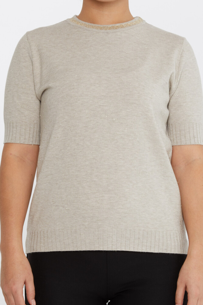 Pull en tricot à manches courtes en vison avec détails pailletés - 31611 | KAZEE (Lot de 3 S-M-L) - 3