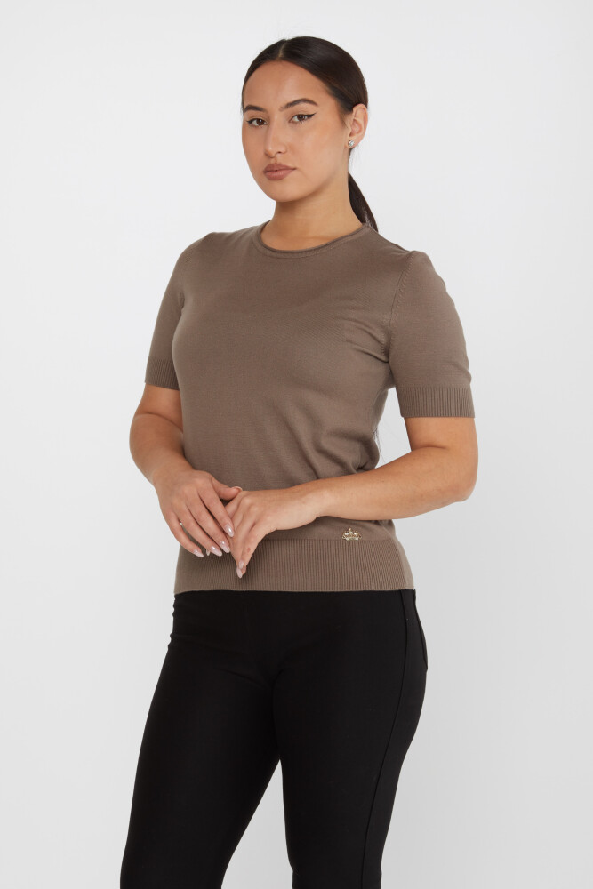 Pull en tricot à manches courtes basique vison foncé - 15943 | KAZEE (Lot de 3 S-M-L) - 1