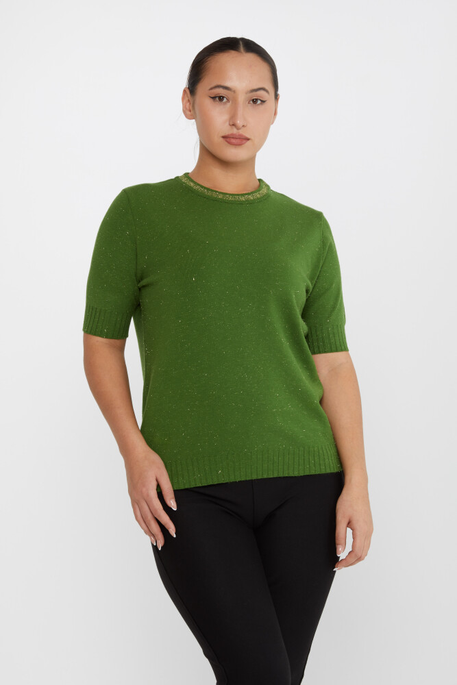 Pull en tricot à manches courtes vert avec détail pailleté - 31611 | KAZEE (Lot de 3 S-M-L) - 1