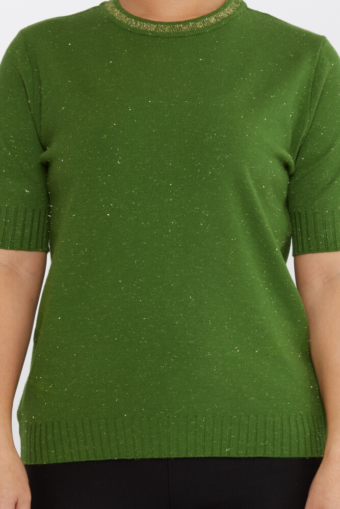 Pull en tricot à manches courtes vert avec détail pailleté - 31611 | KAZEE (Lot de 3 S-M-L) - 3