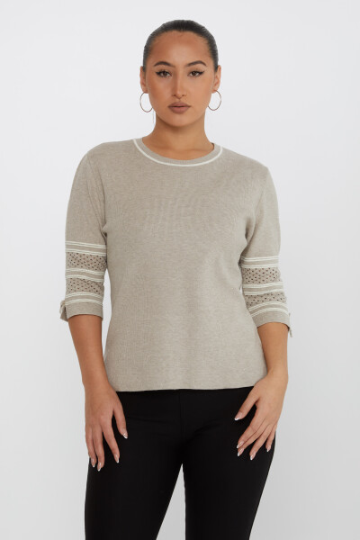 Pull en tricot avec manches détaillées en vison pailleté - 31316 | KAZEE (Lot de 3 M-L-XL) 