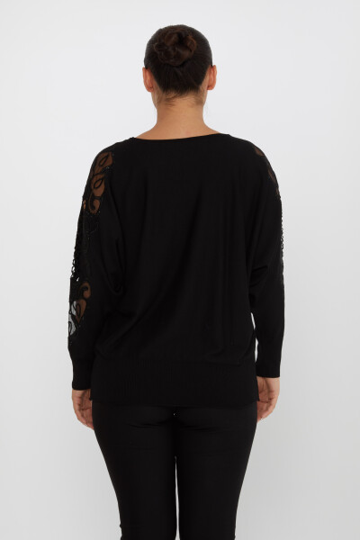 Tricots Chandail Manches Pierre Brodée Ras Du Cou Noir - 30752 | KAZEE (Lot de 4 L-XL-2XL-3XL) - 5