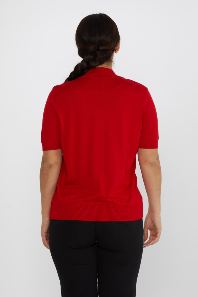 Pull En Maille Brodé De Perles Modèle Américain Rouge - 16929 | KAZEE (Lot de 4 L-XL-2XL-3XL) - 5