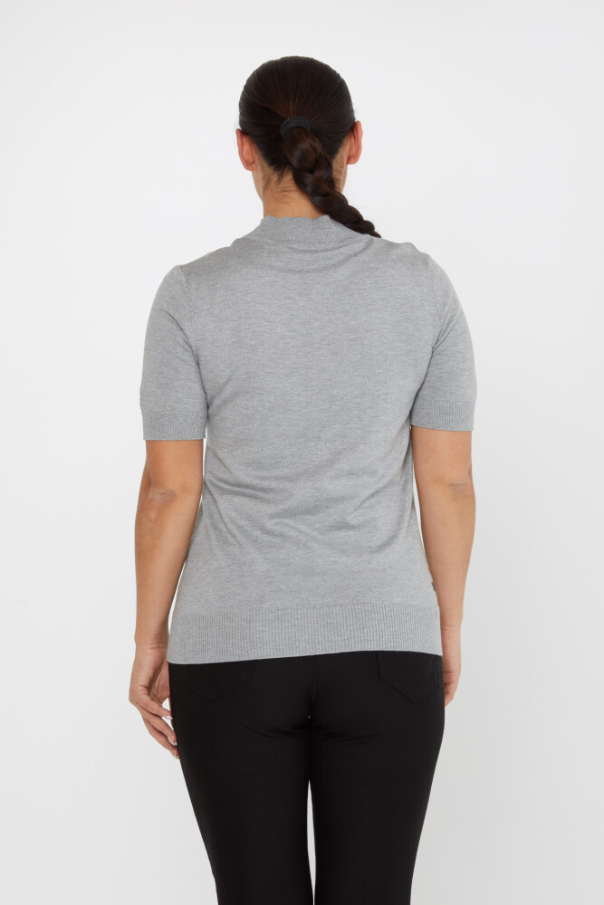 Pull en Maille Pierre Brodée Modèle Américain Gris - 31543 | KAZEE (Lot de 3 M-L-XL) - 5