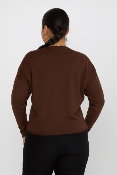 Pull en tricot pierre brodée à manches longues marron - 31724 | KAZEE (Lot de 3 M-L-XL) - 4