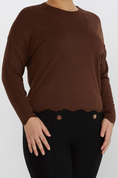 Pull en tricot pierre brodée à manches longues marron - 31724 | KAZEE (Lot de 3 M-L-XL) - 2