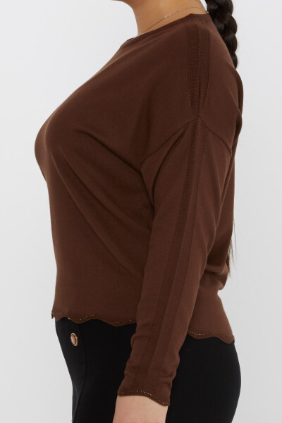 Pull en tricot pierre brodée à manches longues marron - 31724 | KAZEE (Lot de 3 M-L-XL) - 3