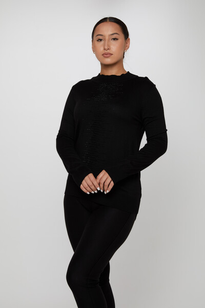 Pull en tricot pierre brodée à manches longues noir - 30556 | KAZEE (Lot de 3 S-M-L) 