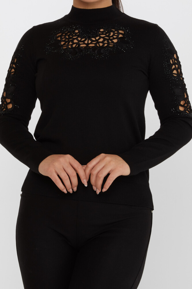 Pull En Maille Pierre Brodée Détail Décolleté Noir - 31262 | KAZEE (Lot de 4 M-L-XL-2XL) - 3