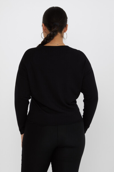 Pull en tricot pierre brodée à manches longues noir - 31724 | KAZEE (Lot de 3 M-L-XL) - 4