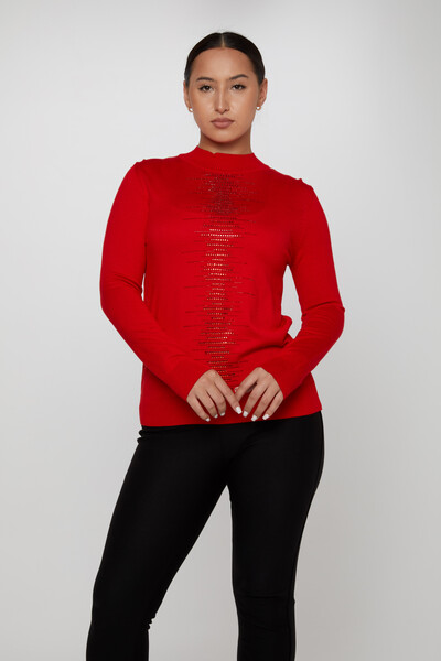 Pull en Maille Pierre Brodée Manches Longues Rouge - 30556 | KAZEE (Lot de 3 S-M-L) - 1