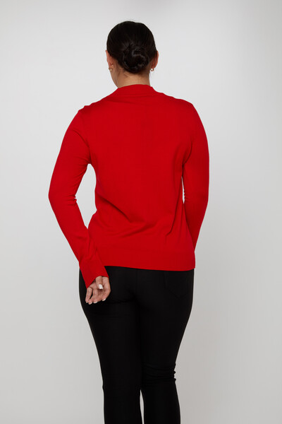 Pull en Maille Pierre Brodée Manches Longues Rouge - 30556 | KAZEE (Lot de 3 S-M-L) - 4