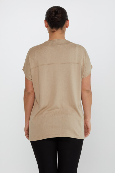 Tricots Poche Pull Pierre Détaillée Brodée Beige - 30765 | KAZEE (Lot de 4 L-XL-2XL-3XL) - 5