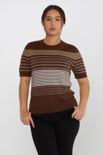 Pull En Maille Rayé Modèle Américain Marron - 31689 | KAZEE (Lot de 3 XL-2XL-3XL) - 1