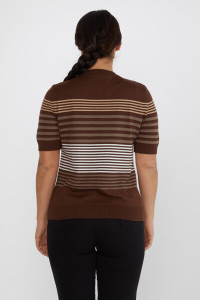 Pull En Maille Rayé Modèle Américain Marron - 31689 | KAZEE (Lot de 3 XL-2XL-3XL) - 5