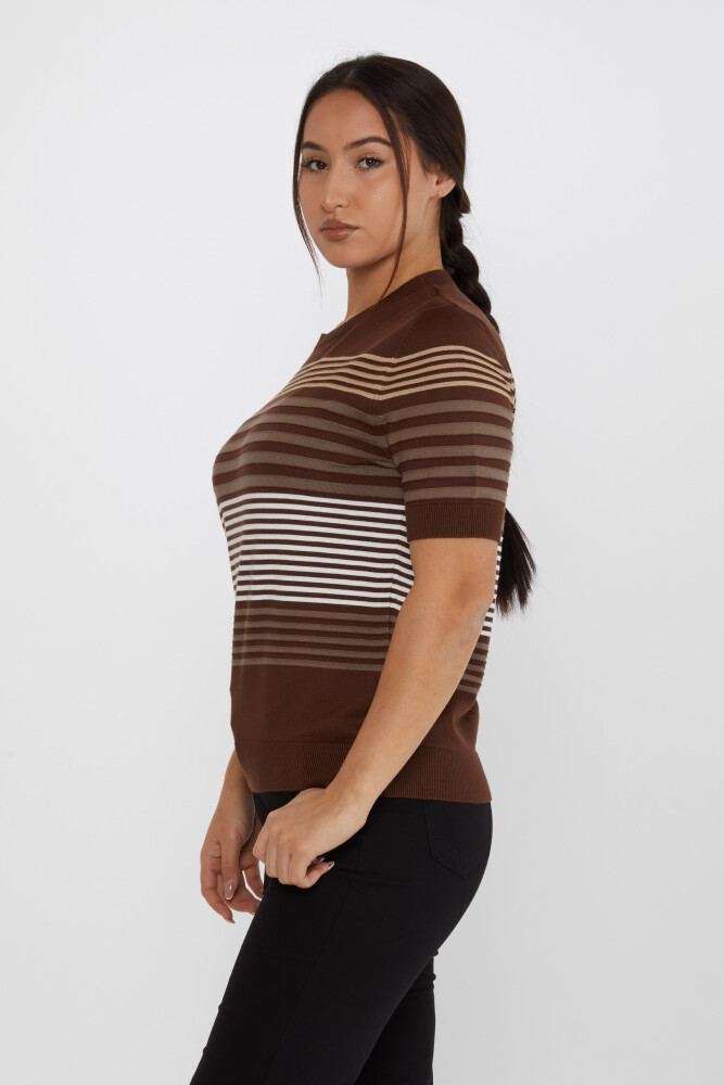 Pull En Maille Rayé Modèle Américain Marron - 31689 | KAZEE (Lot de 3 XL-2XL-3XL) - 2