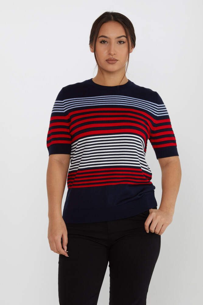 Pull En Maille Rayé Modèle Américain Bleu Marine - 31689 | KAZEE (Lot de 3 XL-2XL-3XL) - 1